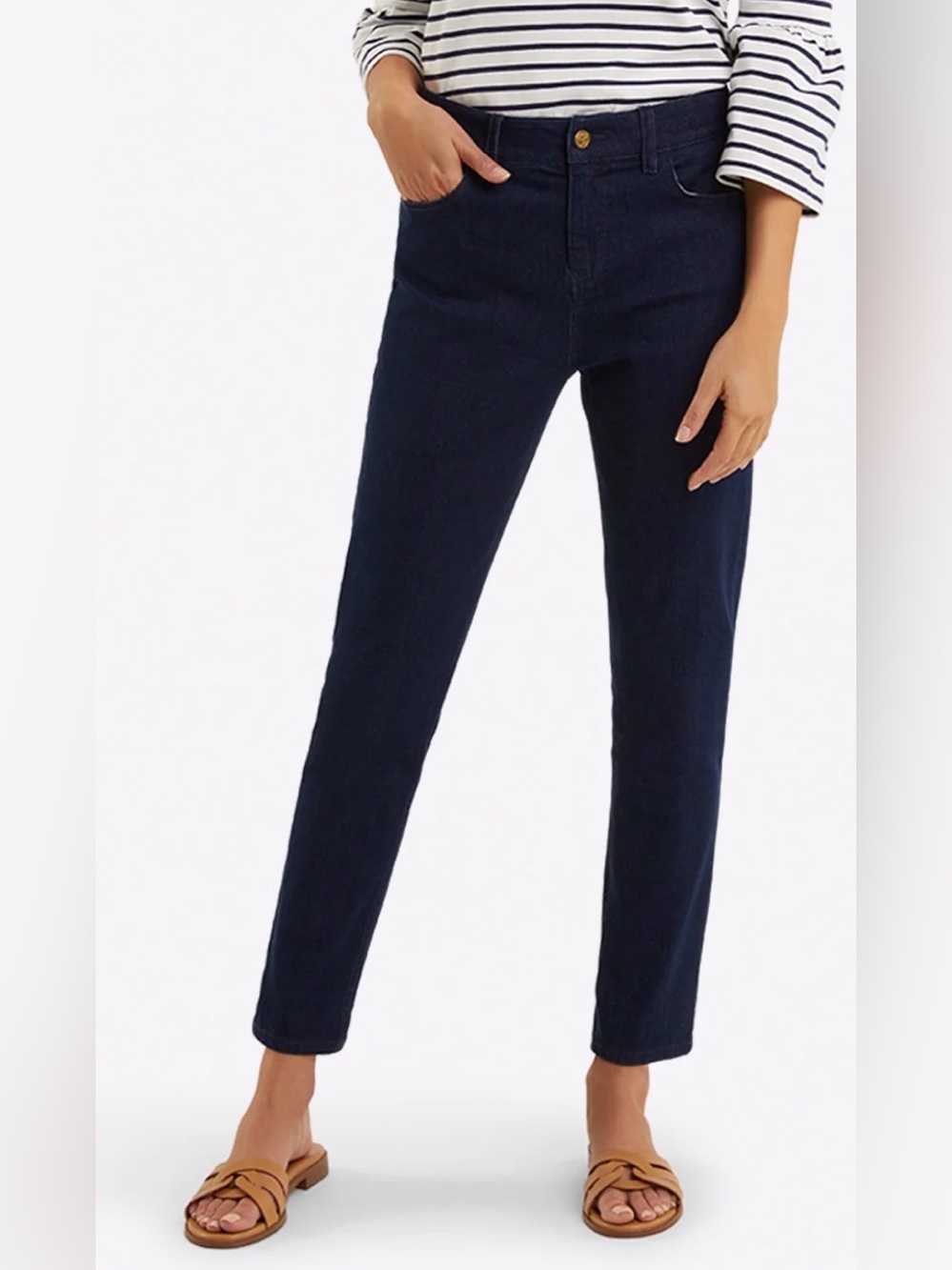 DRAPER JAMES Mid-Rise Slim Jeans In Dark Wash.